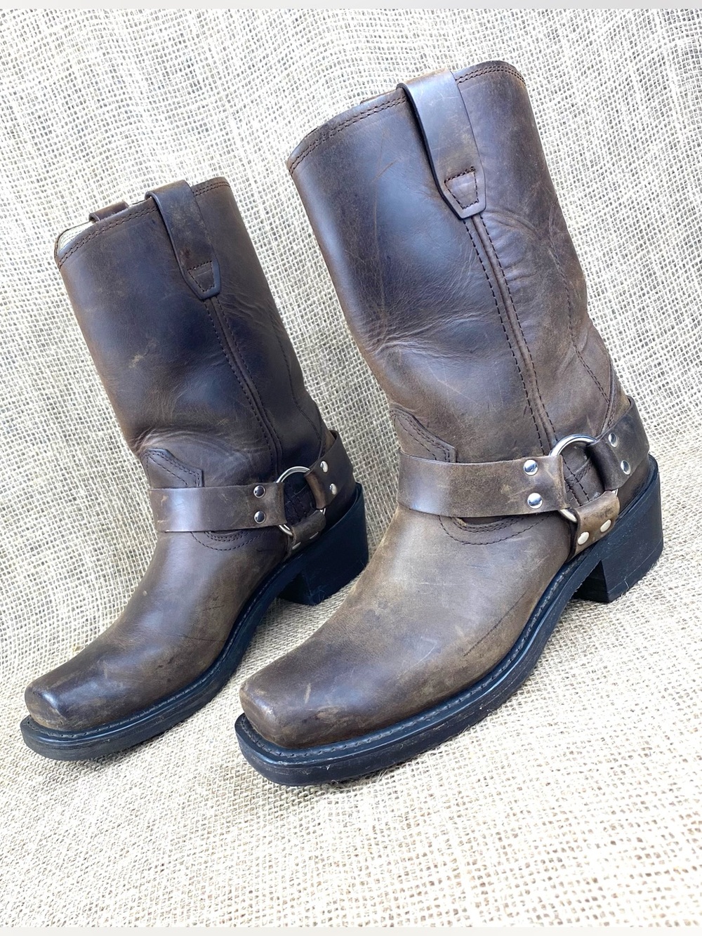 Durango Motorcycle Boots Brown Leather Harness Western Women’s 9M Crossroads
